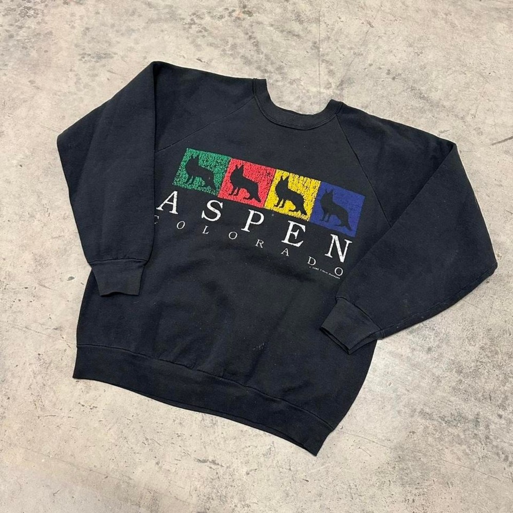 Aspen‎ Colorado Faded Sweatshirt Black 90s Vintage Large